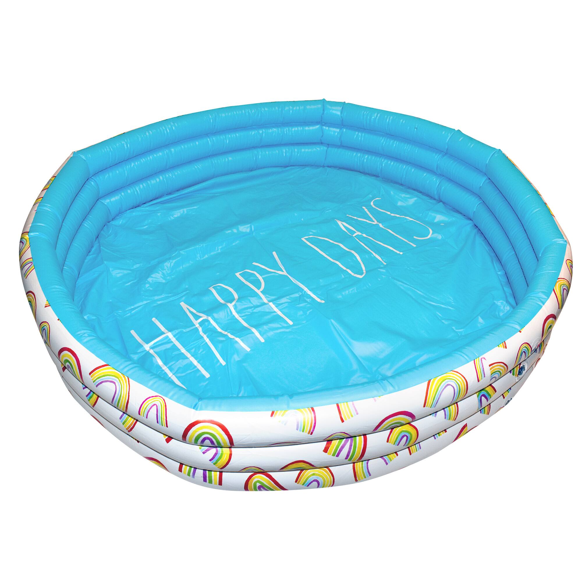 Rae Dunn 4ft. Happy Days Aqua Rainbow Mini Pool